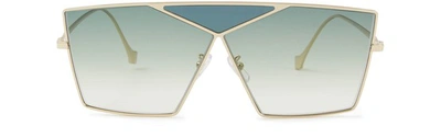 Loewe Puzzle Sunglasses In Gr Turquoise Sand/ Pale Gold