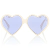 Gucci Heart-frame Acetate Sunglasses In Ivory/ Violet