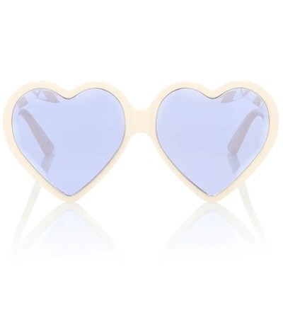 Gucci Heart-frame Acetate Sunglasses In Ivory/ Violet
