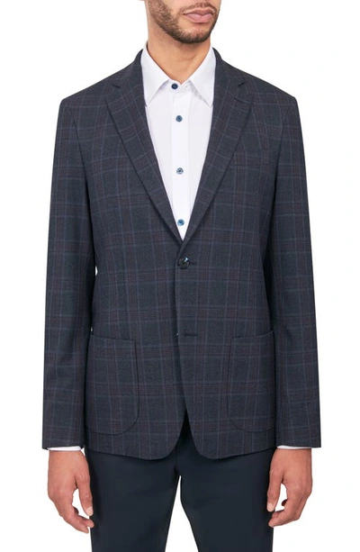 Wrk Slim Fit Plaid Sport Coat In Navy