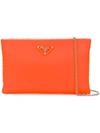 Prada Logo Zipped Clutch - Yellow & Orange