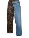 Monse Split Camouflage Cargo Jeans In Blue