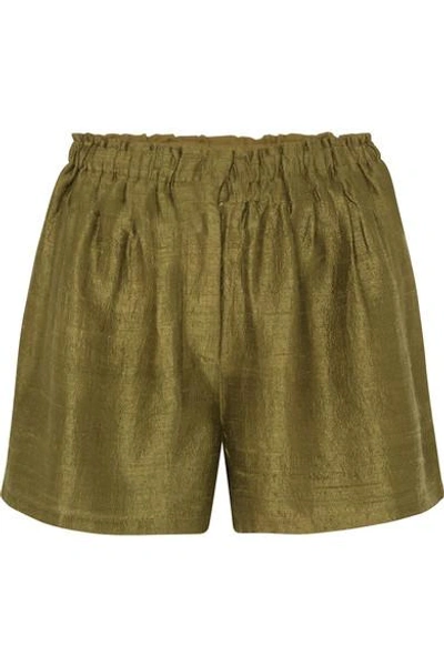 Rhode Natty Silk-canvas Shorts In Green