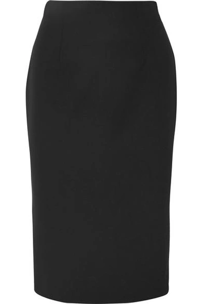 Alexander Mcqueen Grain De Poudre Wool Pencil Skirt In Black