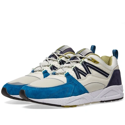 Karhu Fusion 2.0 White Leather And Nylon Sneaker With Blue Suede