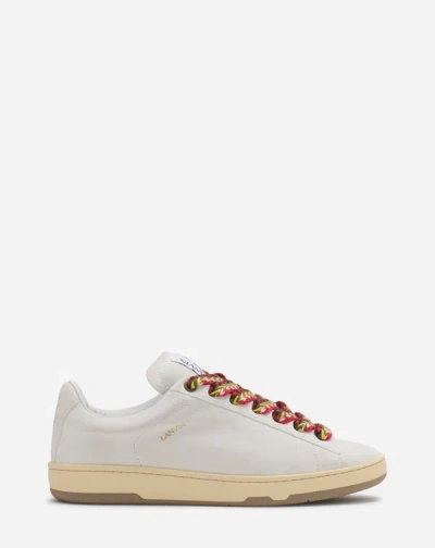 Lanvin Suede Lite Curb Sneakers For Men In White