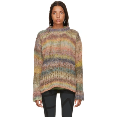 Acne Studios Striped Open-knit Sweater In Multi