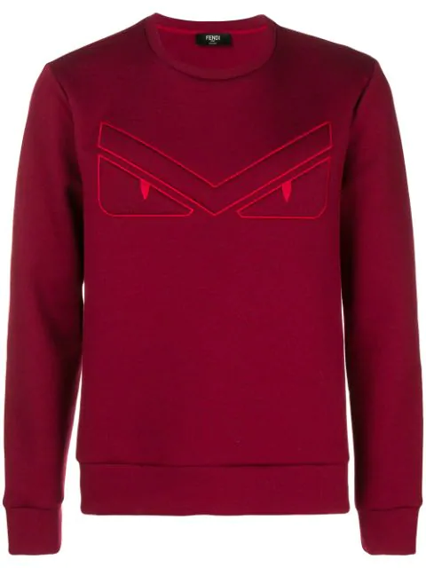 Fendi Eyes Embroided Sweatshirt - Red | ModeSens