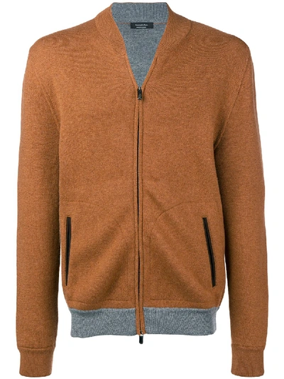 Ermenegildo Zegna Men's Cashmere Full-zip Blouson Sweater In Brown