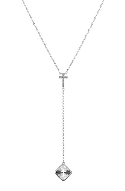 La Rocks Cross Cz Pendant Necklace In Silver
