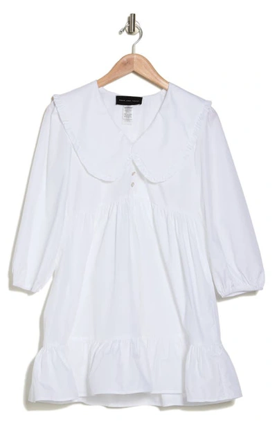 Know One Cares Oversize Collar Tiered Dress In White