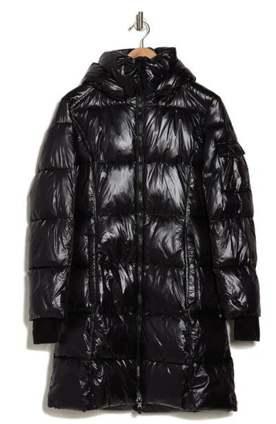 S13 Gloss Longline Water-resistant Puffer Jacket In Jet