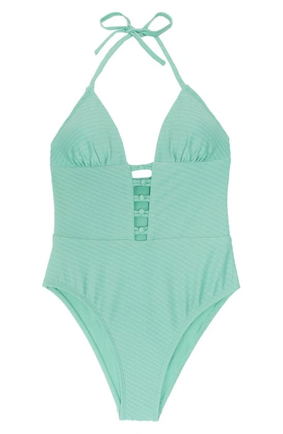 Cupshe Hollow Out Halter One-piece Swimsuit In Dark Green