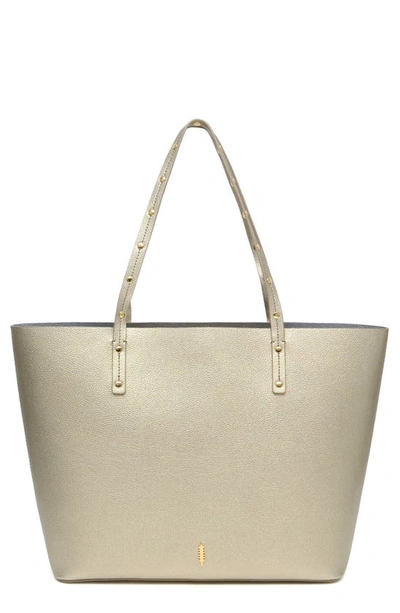 Thacker Fran Stud Leather Tote In Platinum ModeSens