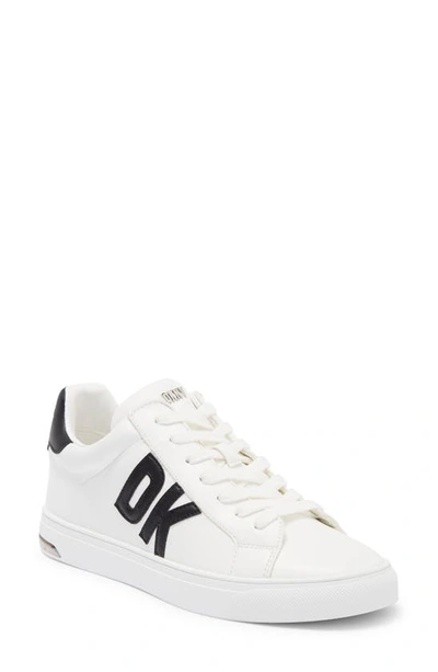 Dkny Logo Sneaker In Brght White/ Black