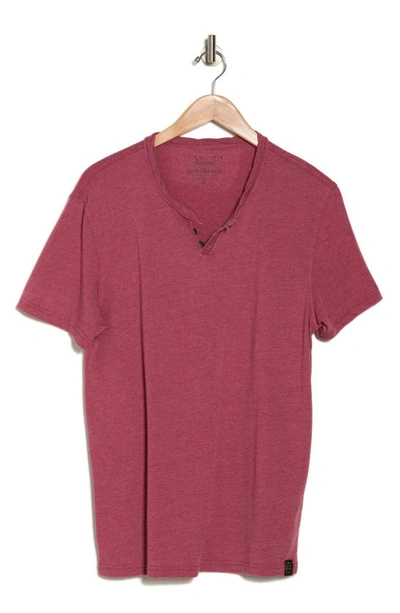 Lucky Brand Button Notch Neck T-shirt In Rio Red