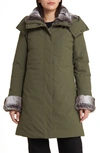 Save The Duck Samantha Hooded Parka With Faux Fur Lining In Laurel Green