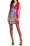 Sho By Tadashi Shoji Fringe Sequin Minidress In Wild Pink