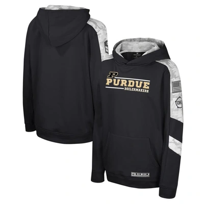 Colosseum Kids' Youth  Black Purdue Boilermakers Oht Military Appreciation Cyclone Digital Camo Pullover Ho