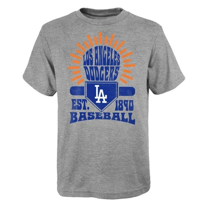 Outerstuff Kids' Youth Grey Los Angeles Dodgers Sun Burst T-shirt