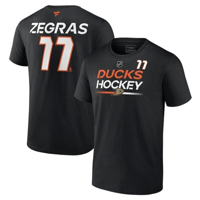 Fanatics Branded Trevor Zegras Black Anaheim Ducks Authentic Pro Prime Name & Number T-shirt