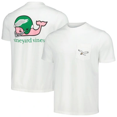 Vineyard Vines White Philadelphia Eagles Throwback Helmet Pocket T-shirt