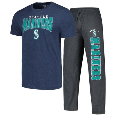 Concepts Sport Charcoal/navy Seattle Mariners Meter T-shirt & Pants Sleep Set