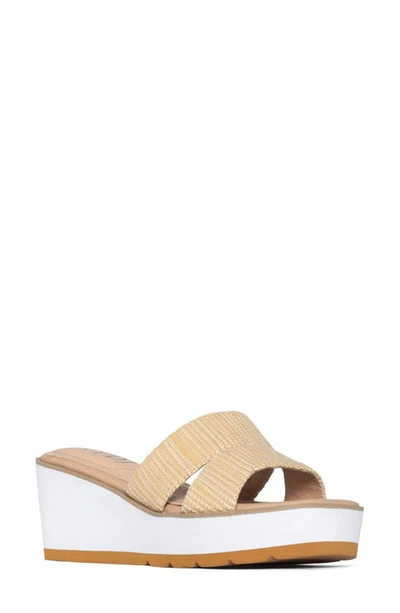 Nydj Raizu Platform Wedge Slide Sandal In Ecru