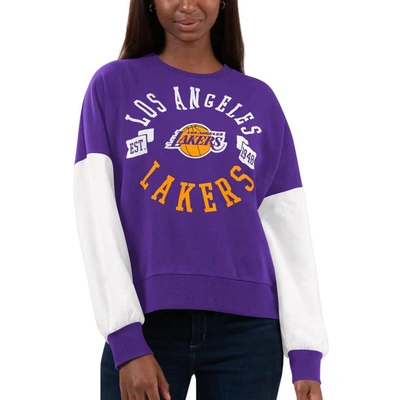 G-iii 4her By Carl Banks Women's Purple, White Los Angeles Lakers Team Pride Pullover Sweatshirt In Purple,white