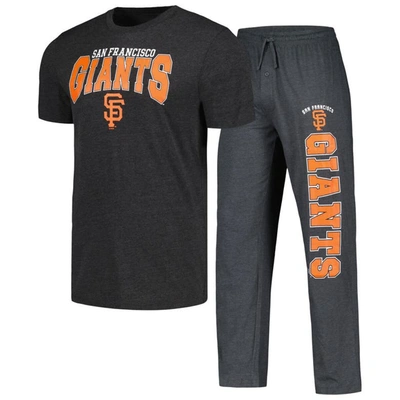 Concepts Sport Men's  Charcoal, Black San Francisco Giants Meter T-shirt And Pants Sleep Set In Charcoal,black