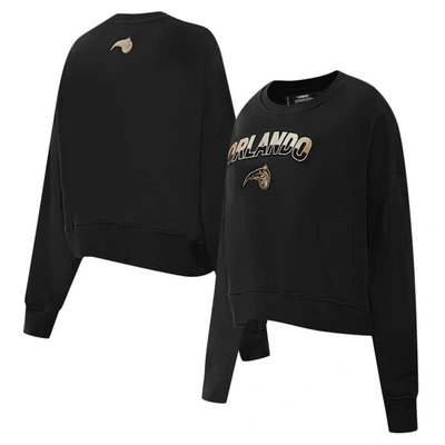 Pro Standard Black Orlando Magic Glam Cropped Pullover Sweatshirt