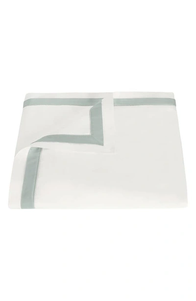 Matouk Ambrose 600 Thread Count Cotton Sateen Duvet Cover In Bone/ Celadon