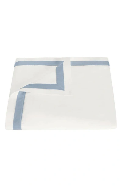 Matouk Ambrose 600 Thread Count Cotton Sateen Duvet Cover In Bone/ Hazy Blue