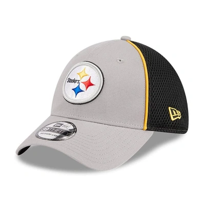 New Era Gray Pittsburgh Steelers  Pipe 39thirty Flex Hat