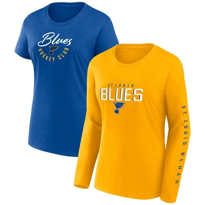 Fanatics Branded  Blue St. Louis Blues Long And Short Sleeve Two-pack T-shirt Set
