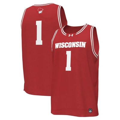 Under Armour #1 Red Wisconsin Badgers Replica Basketball Jersey