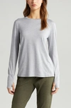 Zella Liana Restore Soft Lite Long Sleeve T-shirt In Grey Limestone