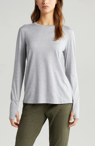 Zella Liana Restore Soft Lite Long Sleeve T-shirt In Grey Limestone