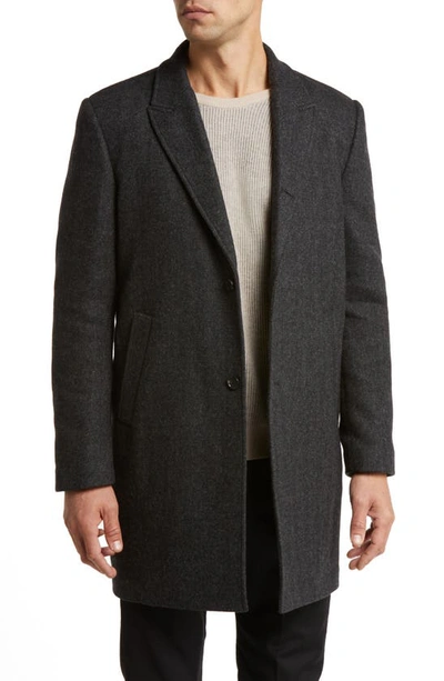 Billy Reid Wool Blend Herringbone Tweed Coat In Charcoal