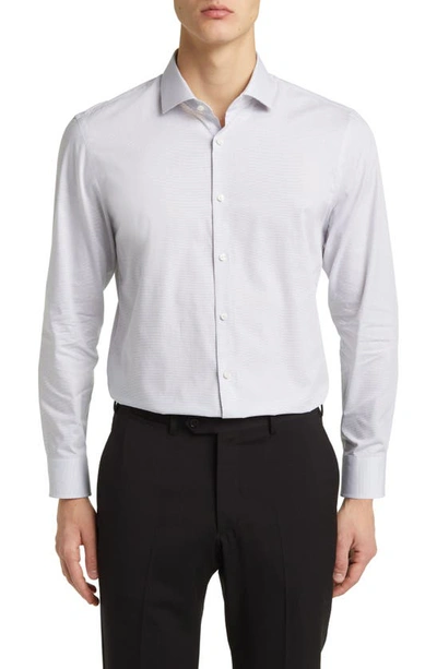 Nordstrom Knox Extra Trim Fit Non-iron Dot Print Dress Shirt In Grey Silk Knox Dobby Txt