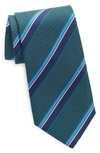 Canali Stripe Silk Jacquard Tie In Green
