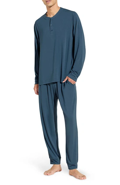 Eberjey Henry Jersey Knit Pyjamas In Heritage Blue