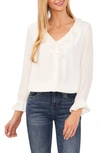 Cece Ruffle V-neck Top In Ultra White