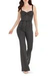 Dress The Population Presley Metallic Dot Jumpsuit In Black/ Silver