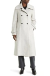 Karl Lagerfeld Wing Collar Wool Blend Peacoat In Moonstone