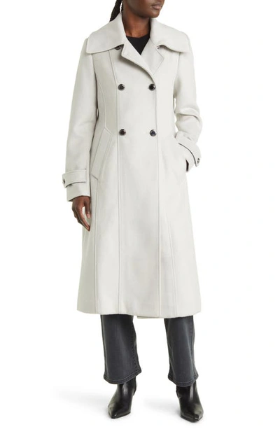 Karl Lagerfeld Wing Collar Wool Blend Peacoat In Moonstone