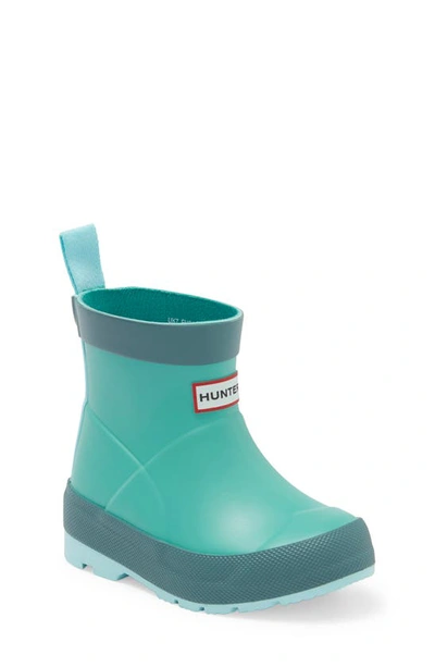 Hunter Kids' Play Waterproof Rain Boot In Thrum Green/ Teal Tempo