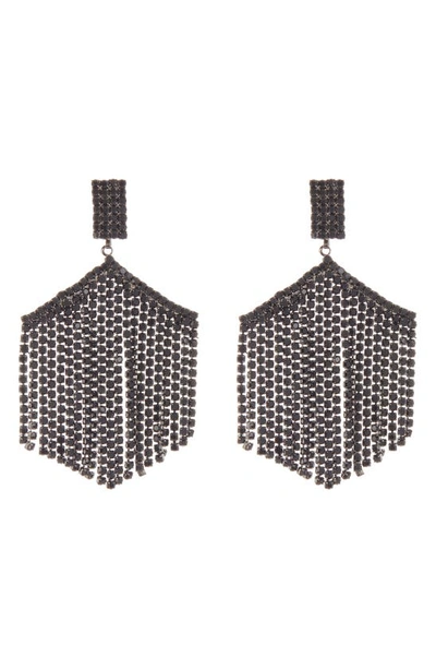 Tasha Crystal Fringe Drop Earrings In Jet