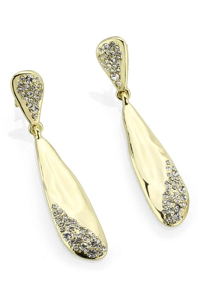 Covet 14k Gold Plate Pavé Crystal Teardrop Earrings