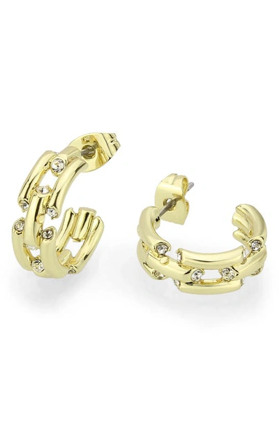 Covet Crystal Tip Chain Link Huggie Hoop Earrings In Gold